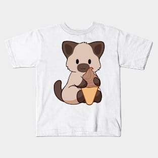 Chocolate Ice Cream Siamese Cat Kids T-Shirt